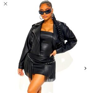 Moto Faux Leather Mini Dress Set